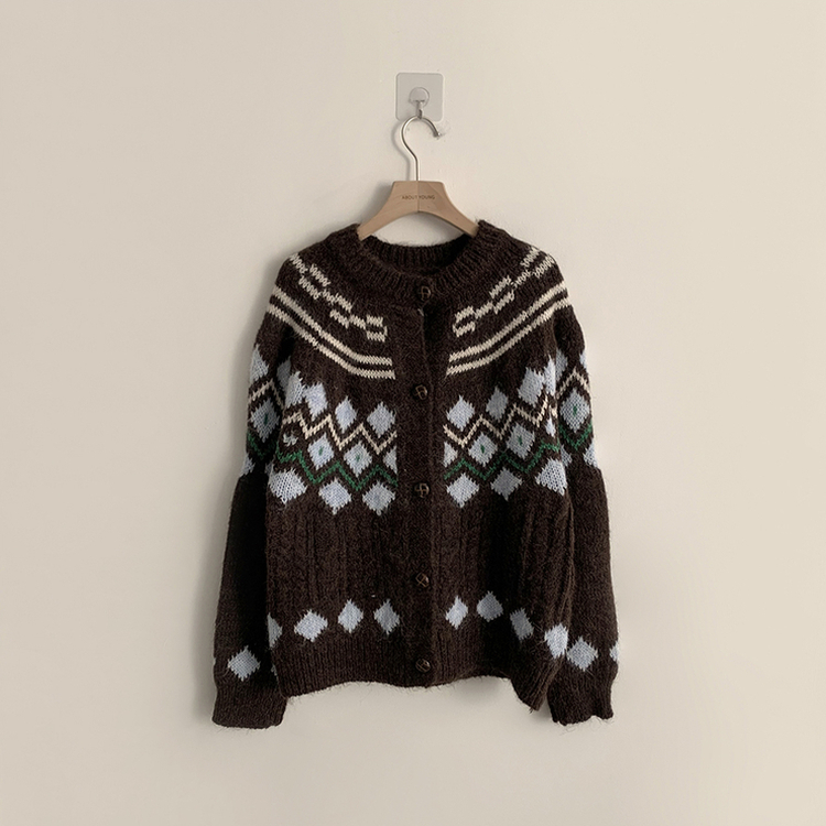 폭닥폭닥함의 정석 선샤인 라운드 겨울 도톰 긴팔 니트 가디건 오버핏 버튼 아우터 루즈핏 상의 3color