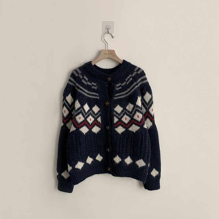 폭닥폭닥함의 정석 선샤인 라운드 겨울 도톰 긴팔 니트 가디건 오버핏 버튼 아우터 루즈핏 상의 3color