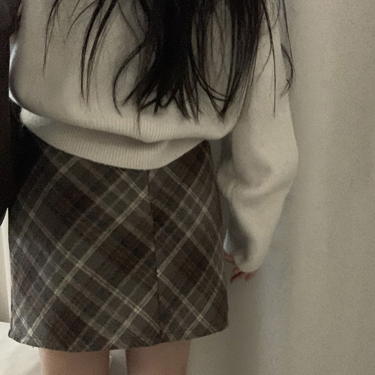 긱체크 겨울 속바지 h라인 미니 스커트치마