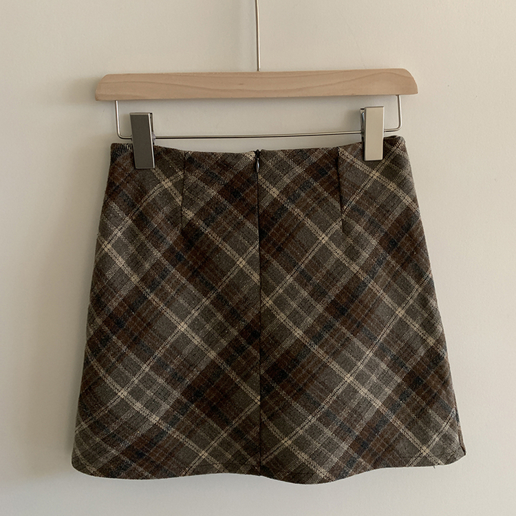 긱체크 겨울 속바지 h라인 미니 스커트치마