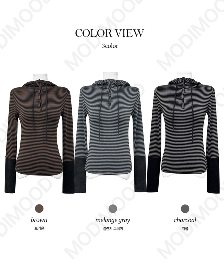 톡톡 슬림핏 단가라 후드 티셔츠