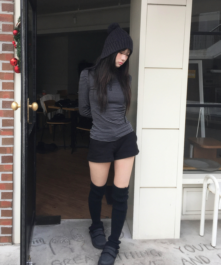 톡톡 슬림핏 단가라 후드 티셔츠