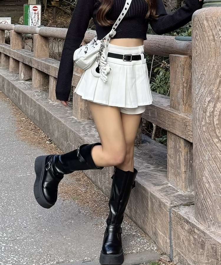 【SET】デイリーミニスカート＋ベルト WHITE