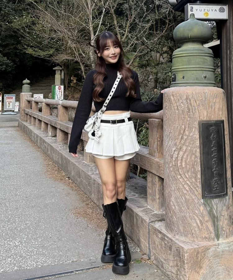 【SET】デイリーミニスカート＋ベルト WHITE