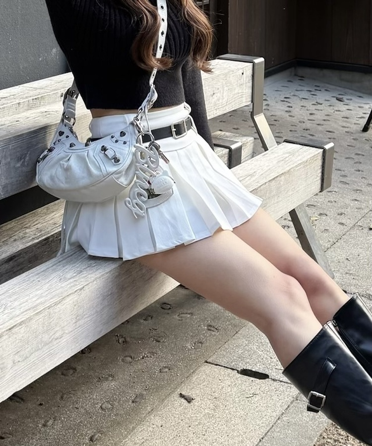 【SET】デイリーミニスカート＋ベルト WHITE