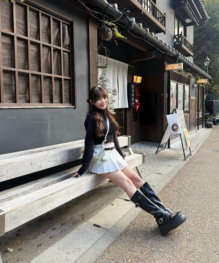 【SET】デイリーミニスカート＋ベルト WHITE