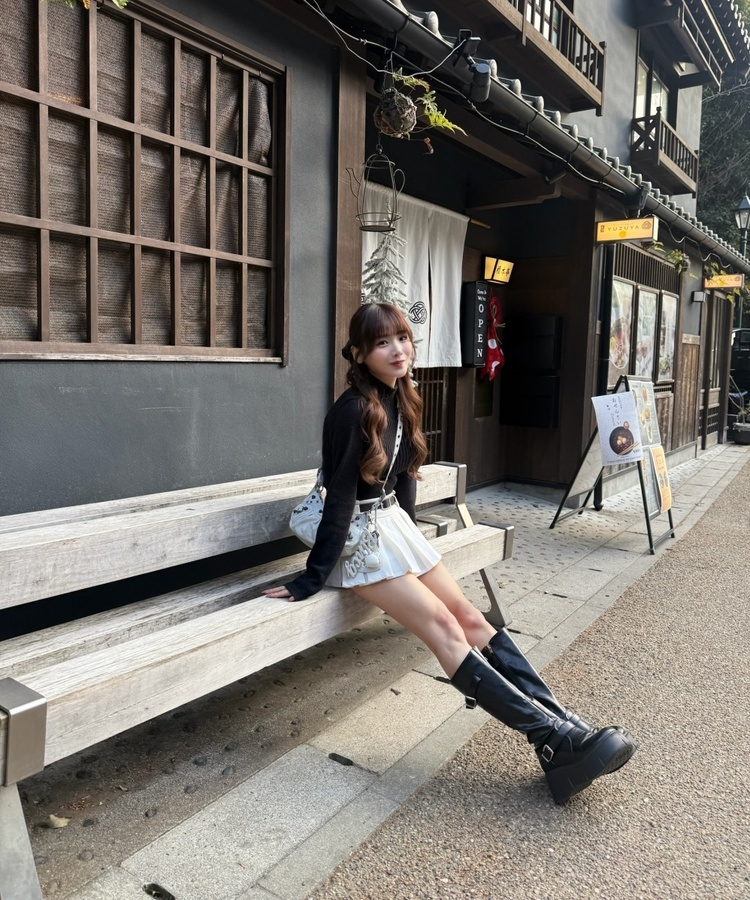 【SET】デイリーミニスカート＋ベルト WHITE