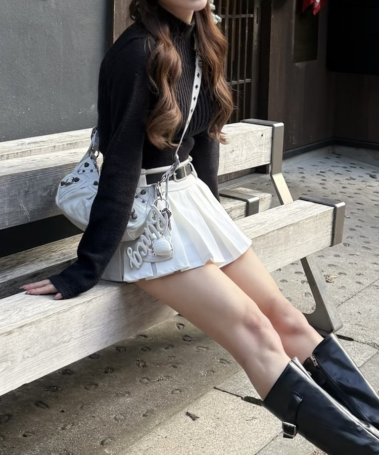 【SET】デイリーミニスカート＋ベルト WHITE