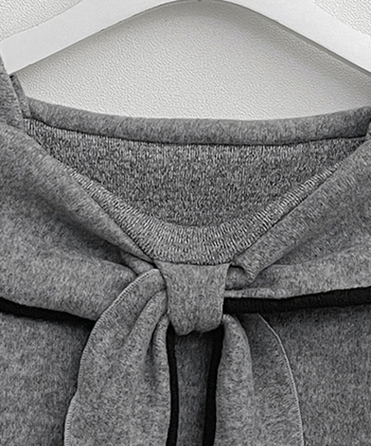 프시배색리본꼬임오프숄더기모긴팔티셔츠