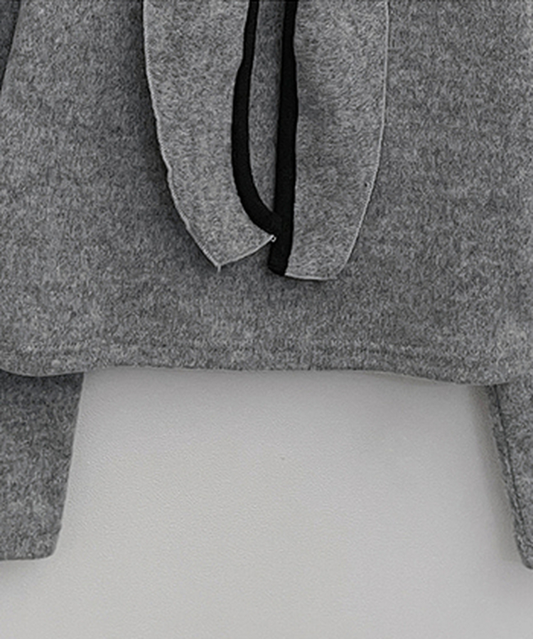 프시배색리본꼬임오프숄더기모긴팔티셔츠