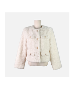 ゴールドボタン肩パッドボアツイードジャケット