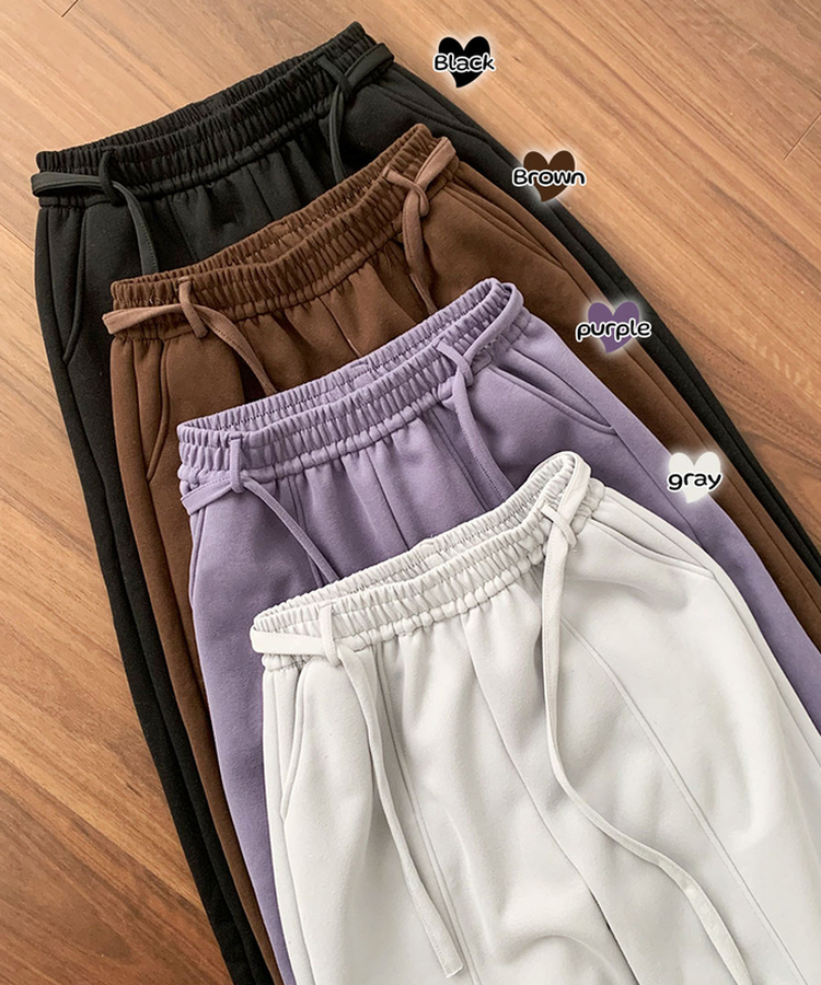 밀키 융기모 벨트 고리 스트랩 세트 롱 와이드 앞절개 팬츠