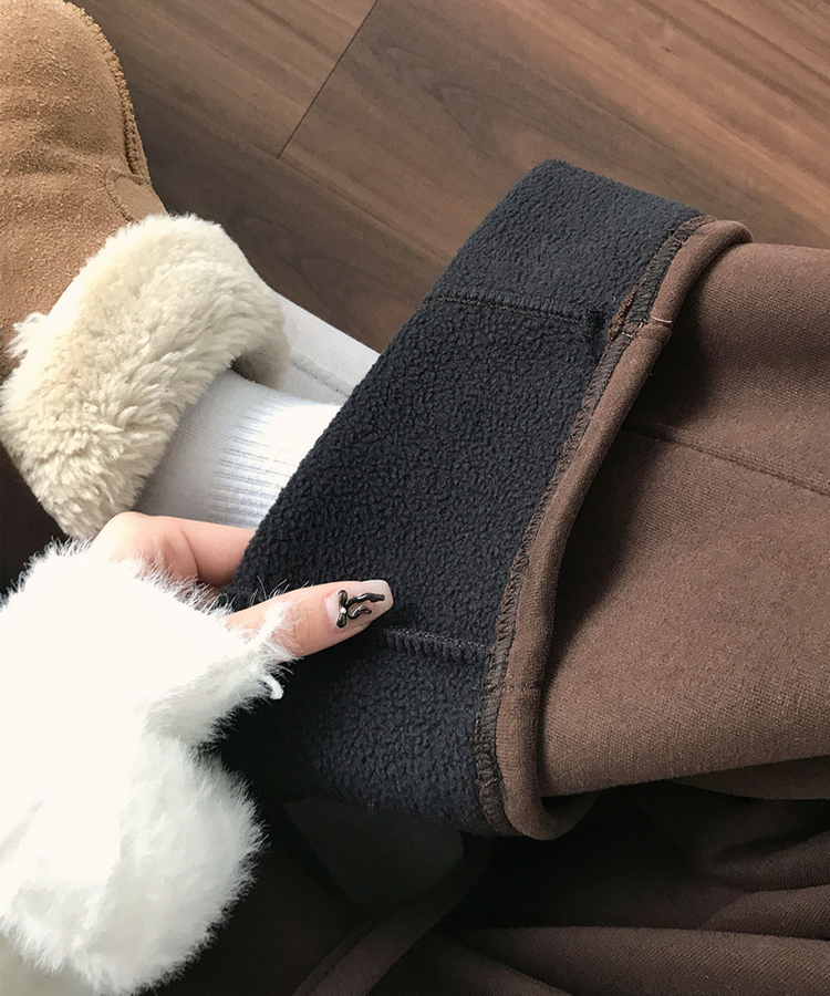 밀키 융기모 벨트 고리 스트랩 세트 롱 와이드 앞절개 팬츠