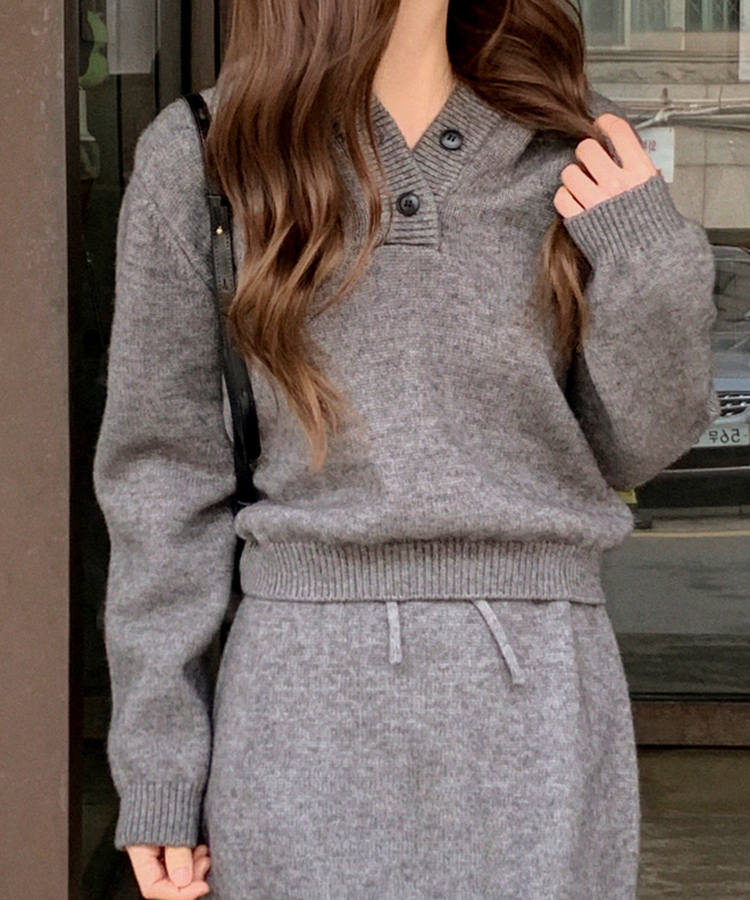 (フードニット＋スカート／華奢見えセット)   フードニット バンディング ミニスカート ツーピースセット