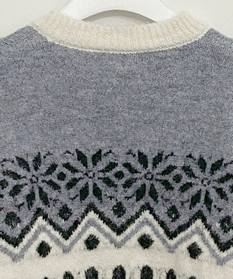 트리눈꽃노르딕패턴라운드울니트가디건
