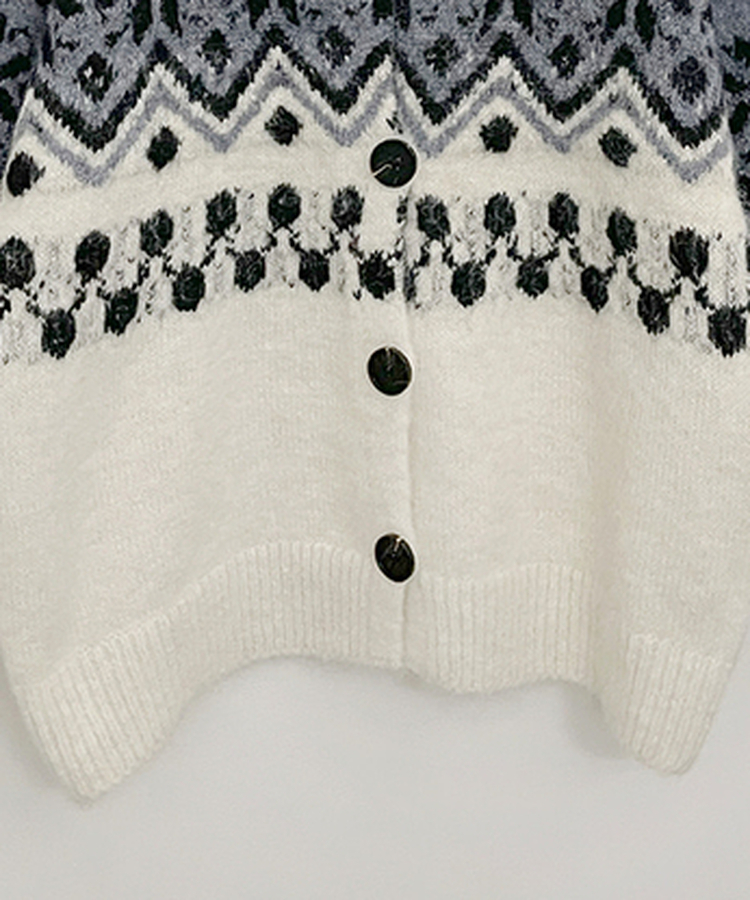 트리눈꽃노르딕패턴라운드울니트가디건