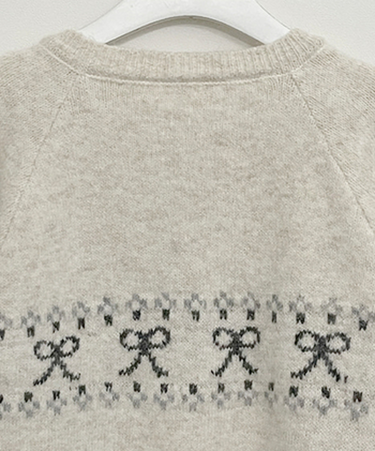 포이리본패턴라운드니트가디건