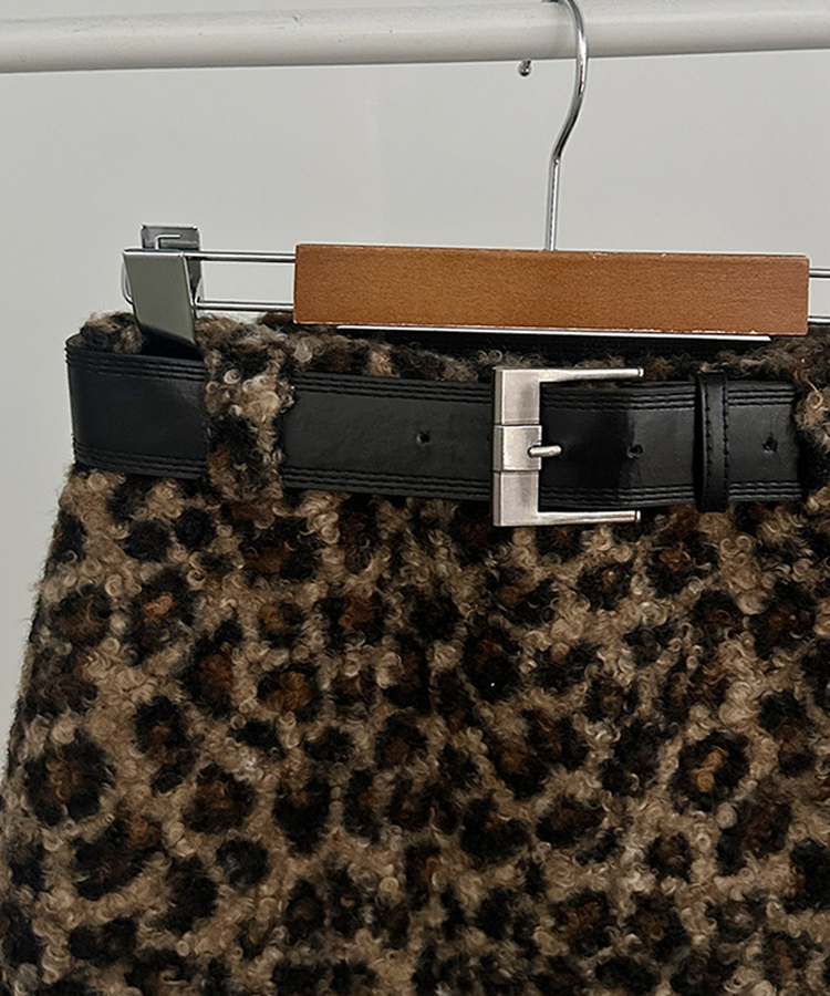 키치 레오파드 뽀글이 호피 미니 스커트