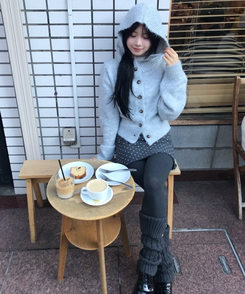 윈터 버튼 니트 레그워머 진그레이