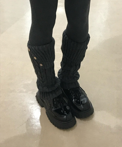 윈터 버튼 니트 레그워머 진그레이