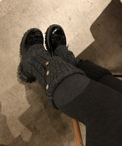 윈터 버튼 니트 레그워머 진그레이