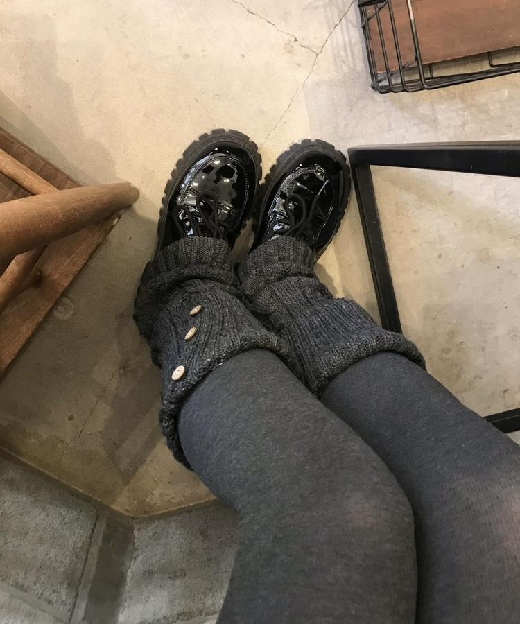 윈터 버튼 니트 레그워머 진그레이