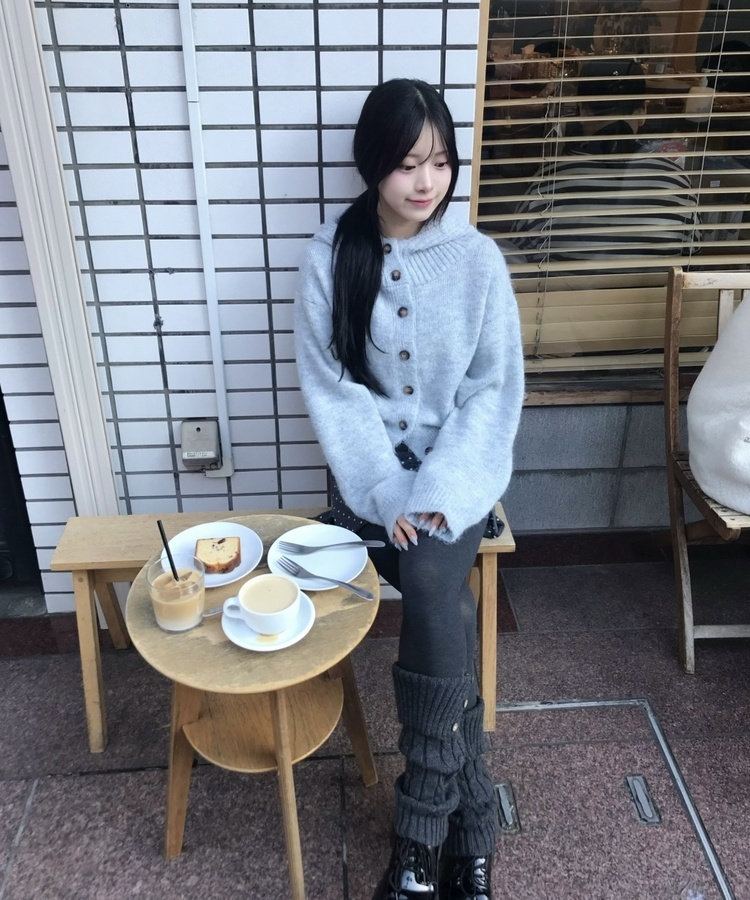 윈터 버튼 니트 레그워머 진그레이