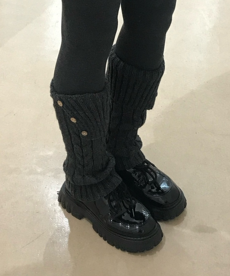 윈터 버튼 니트 레그워머 진그레이