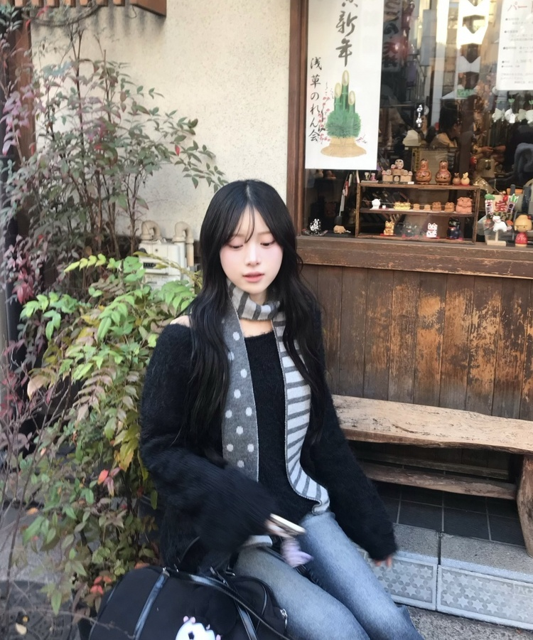 도트 타이 머플러 그레이