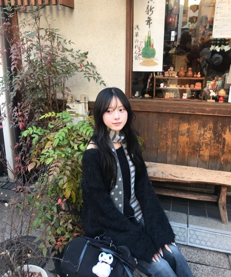 도트 타이 머플러 그레이