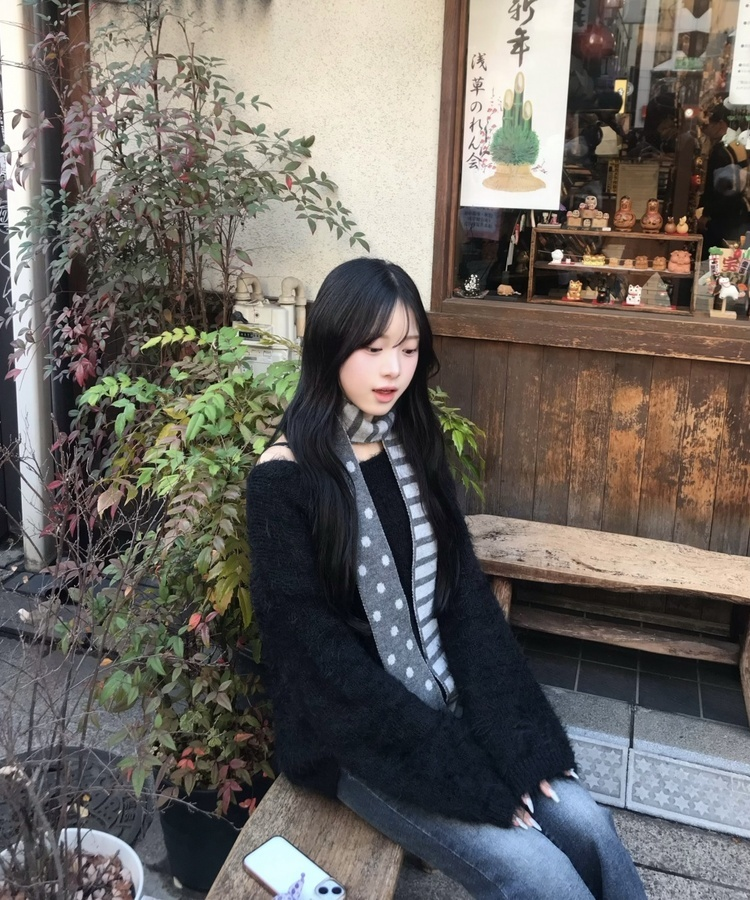 도트 타이 머플러 그레이