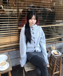 도트 울 미니스커트 속바지 치마바지 먹색