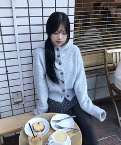 도트 울 미니스커트 속바지 치마바지 먹색