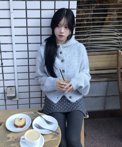 도트 울 미니스커트 속바지 치마바지 먹색