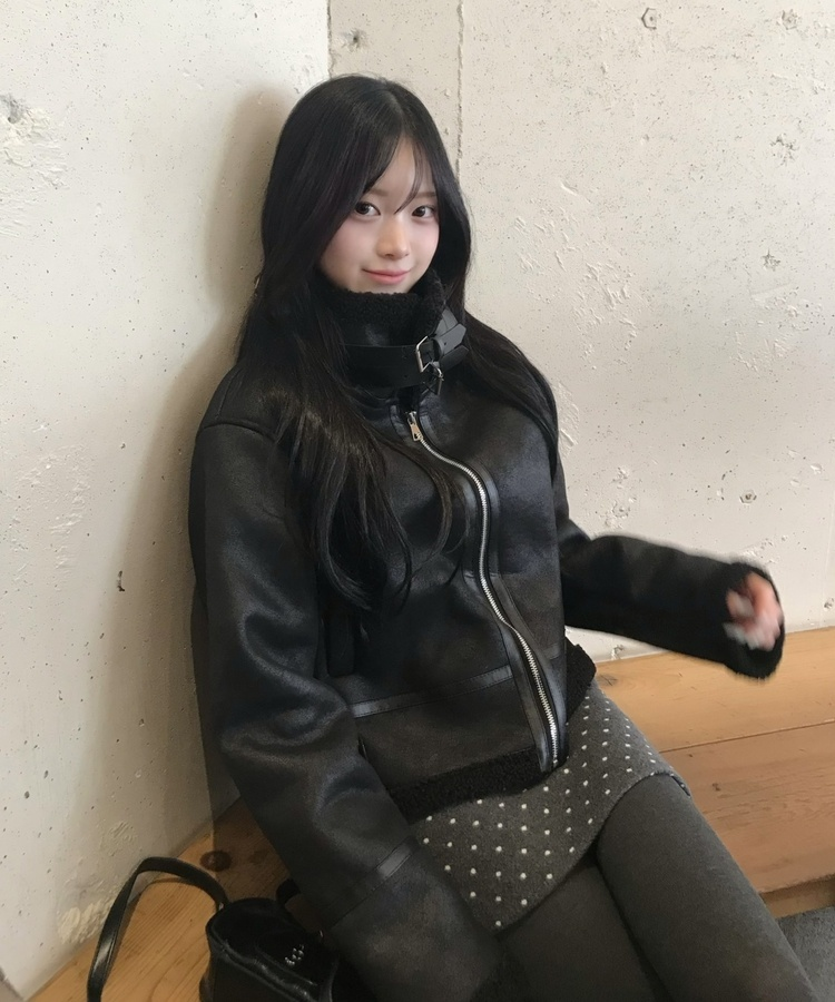 도트 울 미니스커트 속바지 치마바지 먹색