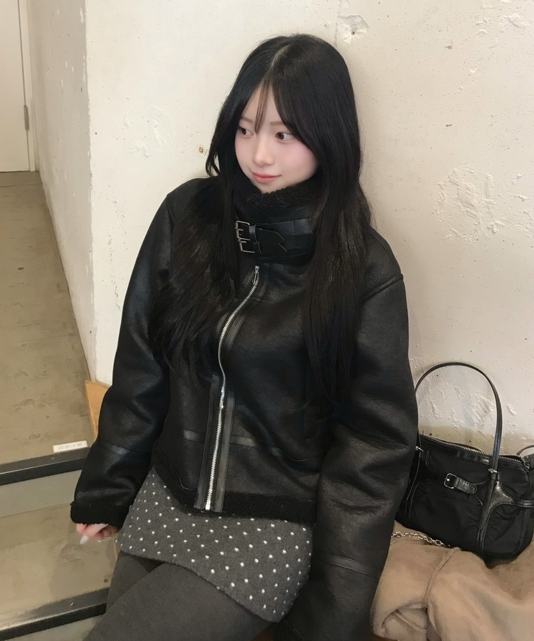 도트 울 미니스커트 속바지 치마바지 먹색