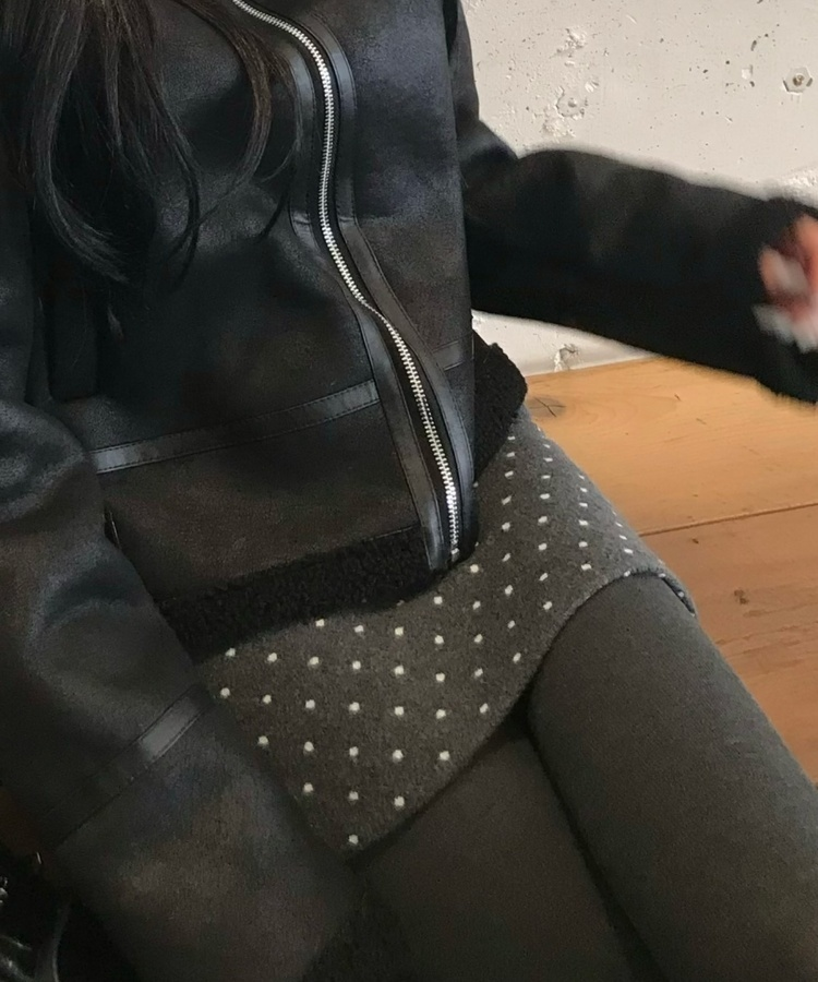 도트 울 미니스커트 속바지 치마바지 먹색