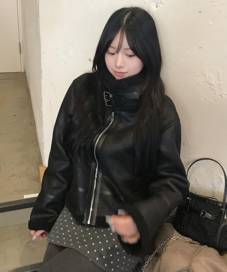 도트 울 미니스커트 속바지 치마바지 먹색