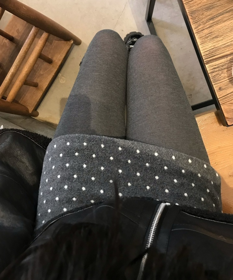 도트 울 미니스커트 속바지 치마바지 먹색