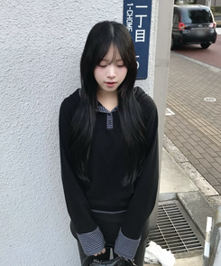 피치기모 단가라 후드 블랙