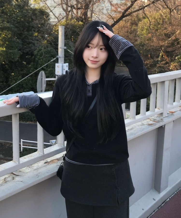 피치기모 단가라 후드 블랙