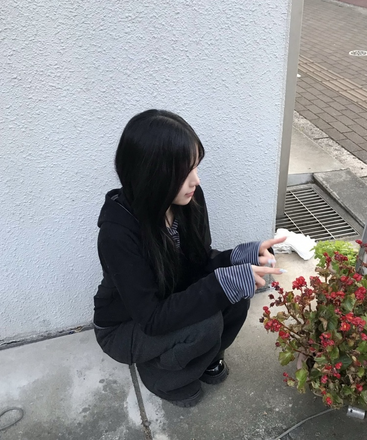 피치기모 단가라 후드 블랙