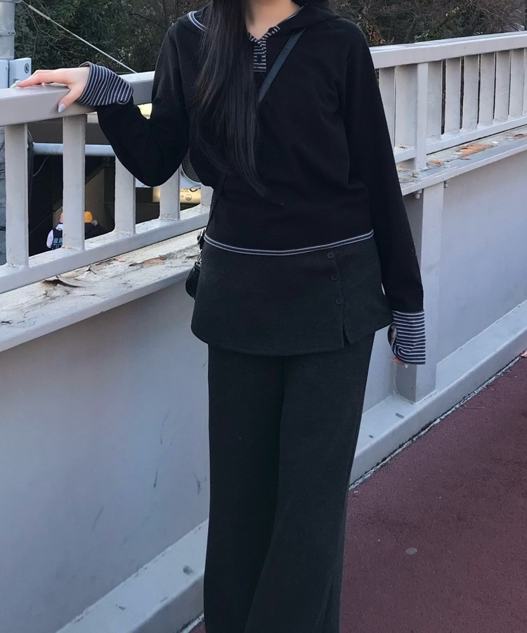 ブーツカットスカートパンツ CHARCOAL