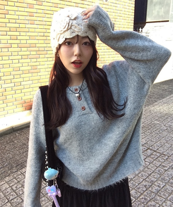 플라워 니트 비니 베이지