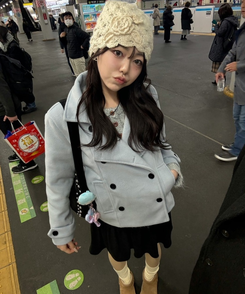 플라워 니트 비니 베이지