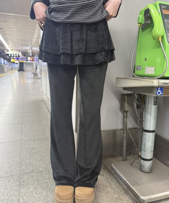 ベルベッドスカート付きパンツ BLACK