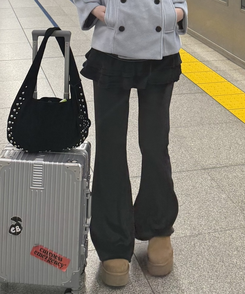 ベルベッドスカート付きパンツ BLACK