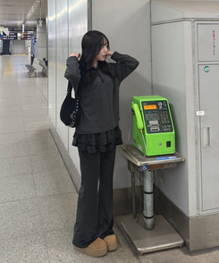 ベルベッドスカート付きパンツ BLACK