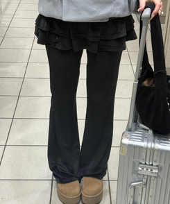 ベルベッドスカート付きパンツ BLACK