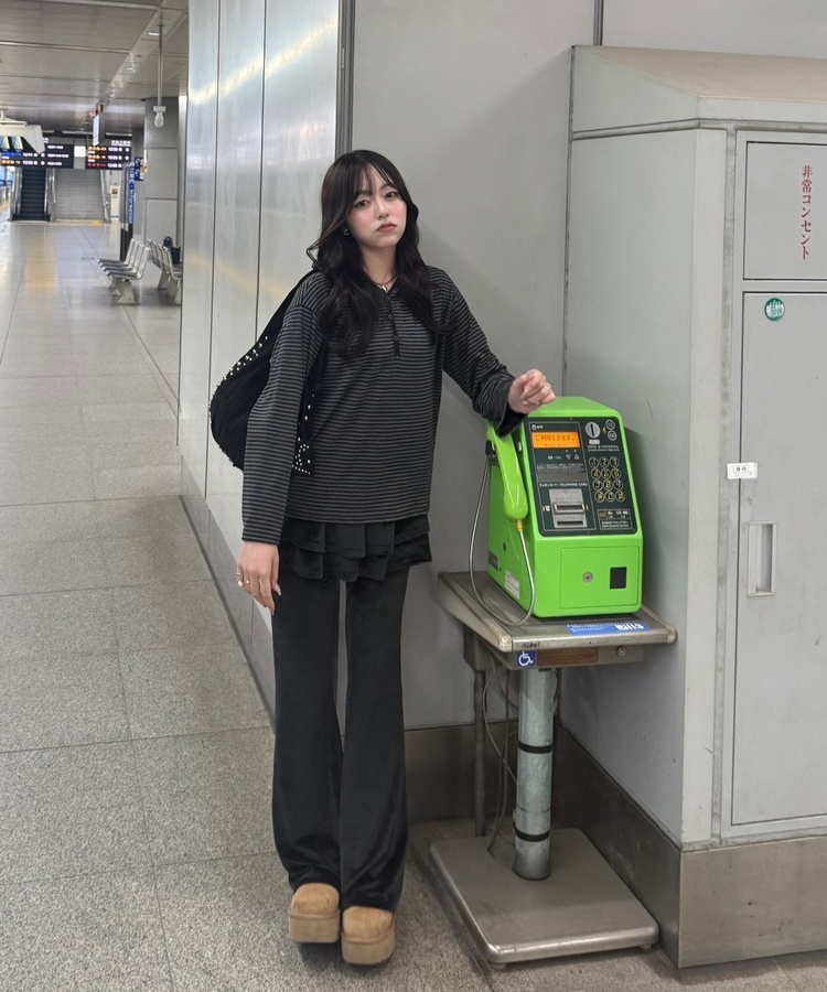 ベルベッドスカート付きパンツ BLACK